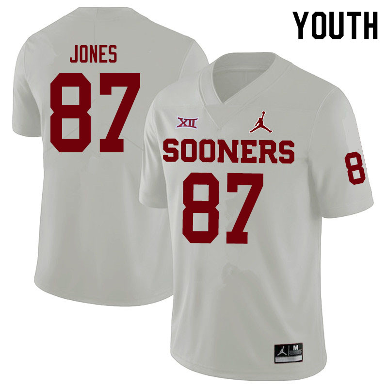Youth #87 Spencer Jones Oklahoma Sooners Jordan Brand College Football Jerseys Sale-White